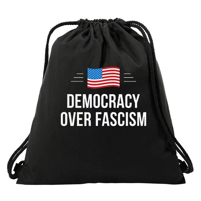 Democracy Over Fascism Drawstring Bag