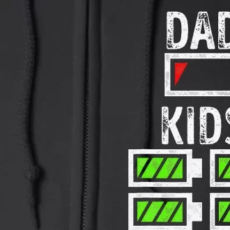 Dad of Four Low Battery Funny Father of 4 Dad Full Zip Hoodie