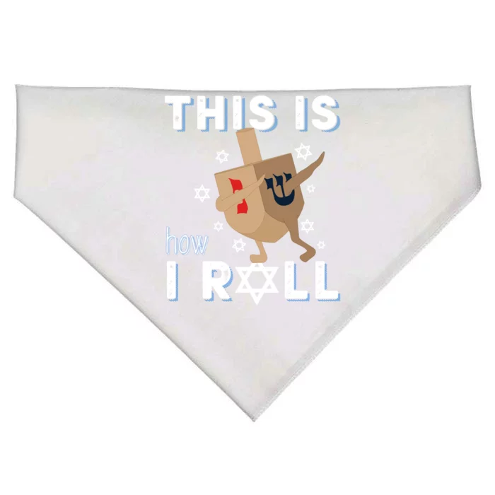 Dreidel Orah Funny Hanukkah Gift This Is How I Roll Gift USA-Made Doggie Bandana