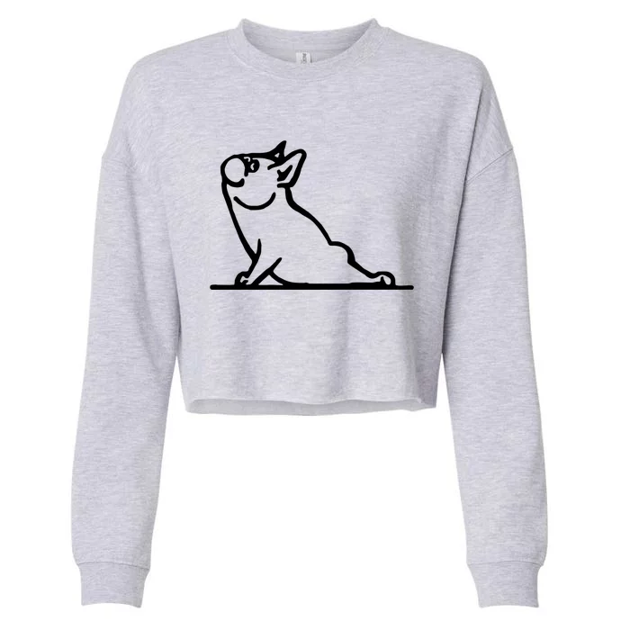 Dog Owner French Bulldog Yoga Pose Frenchie Lover Gift Cropped Pullover Crew