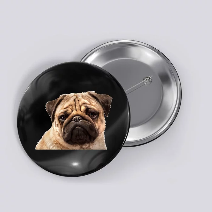 Dog - Close-Up of Pug Face Button