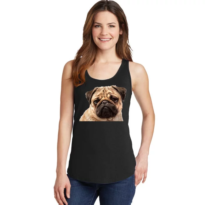 Dog - Close-Up of Pug Face Ladies Essential Tank