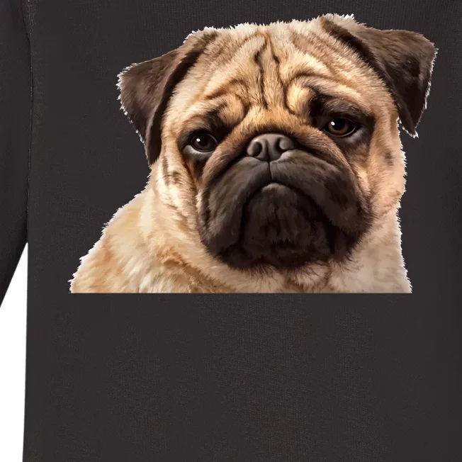 Dog - Close-Up of Pug Face Baby Long Sleeve Bodysuit