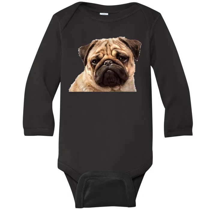 Dog - Close-Up of Pug Face Baby Long Sleeve Bodysuit