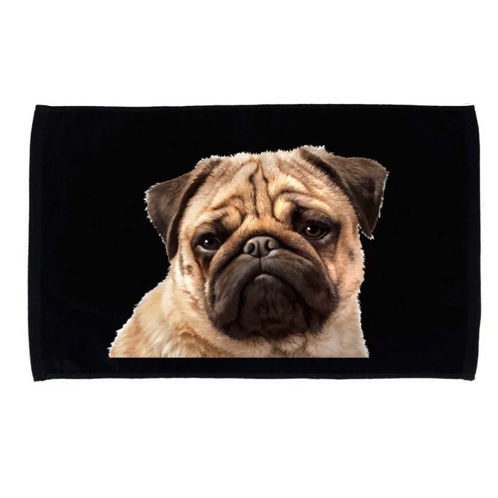 Dog - Close-Up of Pug Face Microfiber Hand Towel