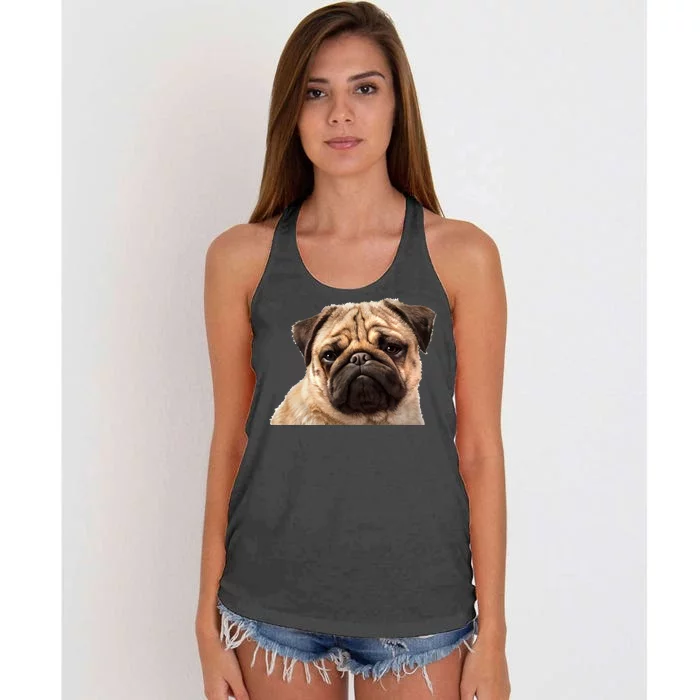 Dog - Close-Up of Pug Face Women's Knotted Racerback Tank