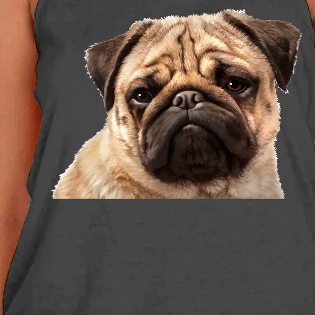 Dog - Close-Up of Pug Face Women's Knotted Racerback Tank