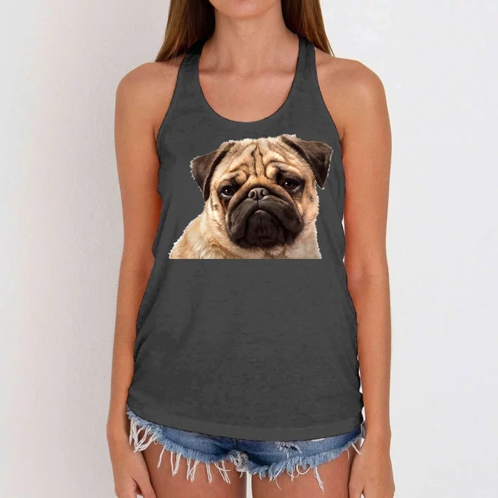 Dog - Close-Up of Pug Face Women's Knotted Racerback Tank