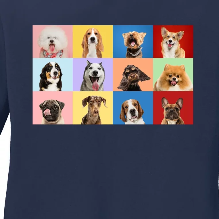 Dog Collage Ladies Long Sleeve Shirt