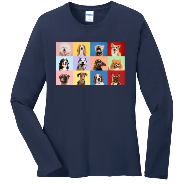 Dog Collage Ladies Long Sleeve Shirt