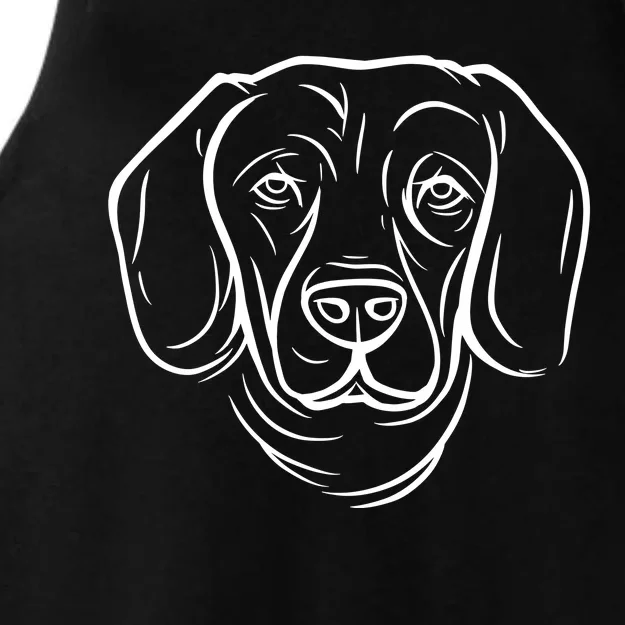 Dog Face Outlined Ladies Tri-Blend Wicking Tank