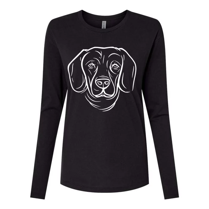 Dog Face Outlined Womens Cotton Relaxed Long Sleeve T-Shirt