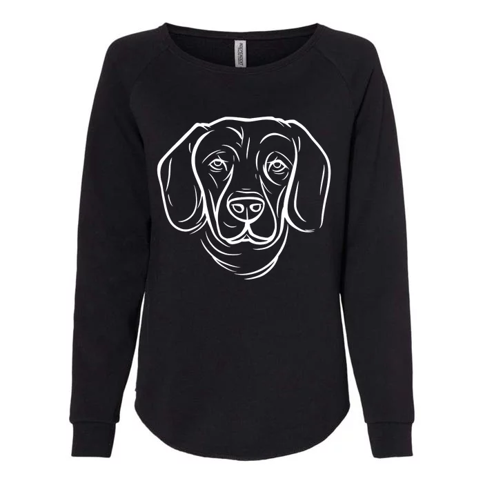 Dog Face Outlined Womens California Wash Sweatshirt