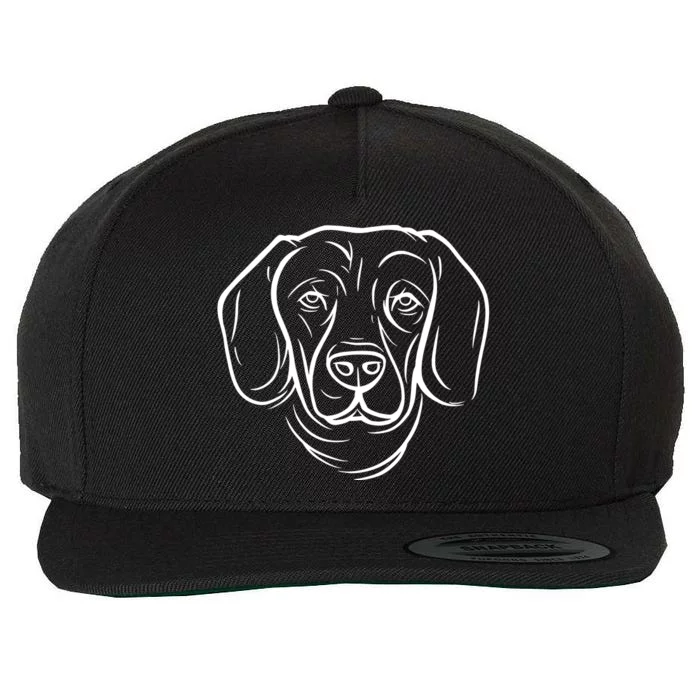 Dog Face Outlined Wool Snapback Cap