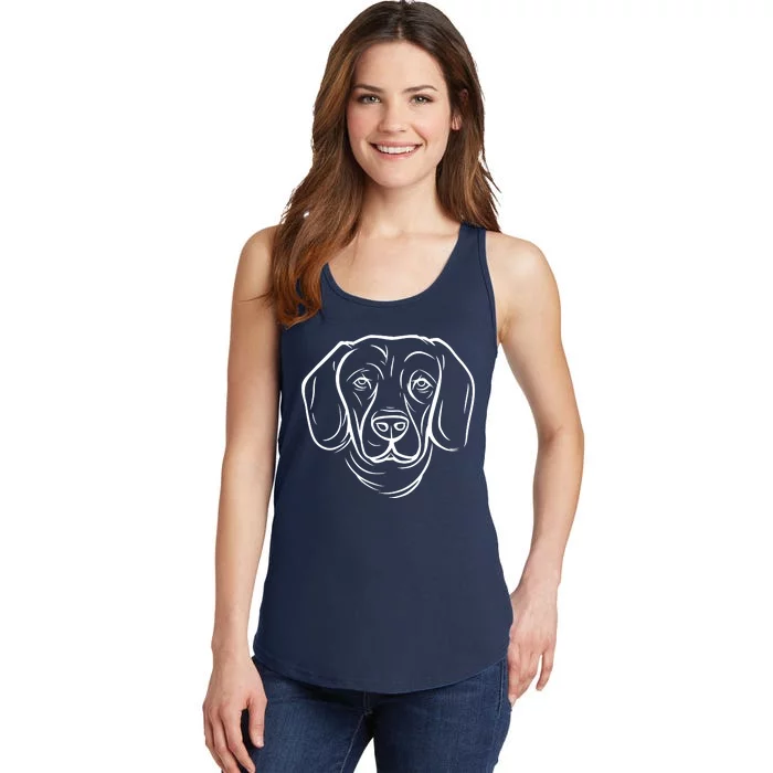 Dog Face Outlined Ladies Essential Tank