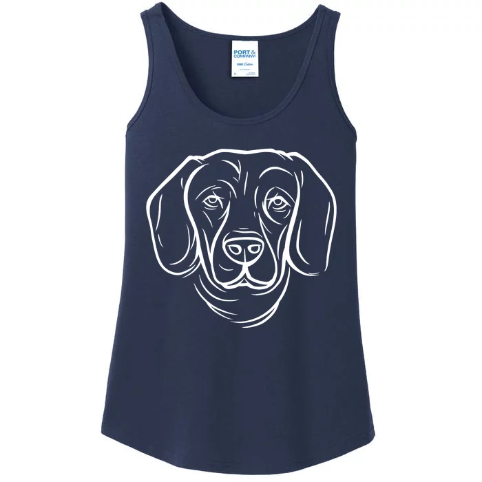 Dog Face Outlined Ladies Essential Tank