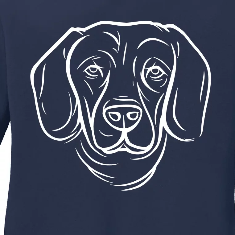 Dog Face Outlined Ladies Long Sleeve Shirt