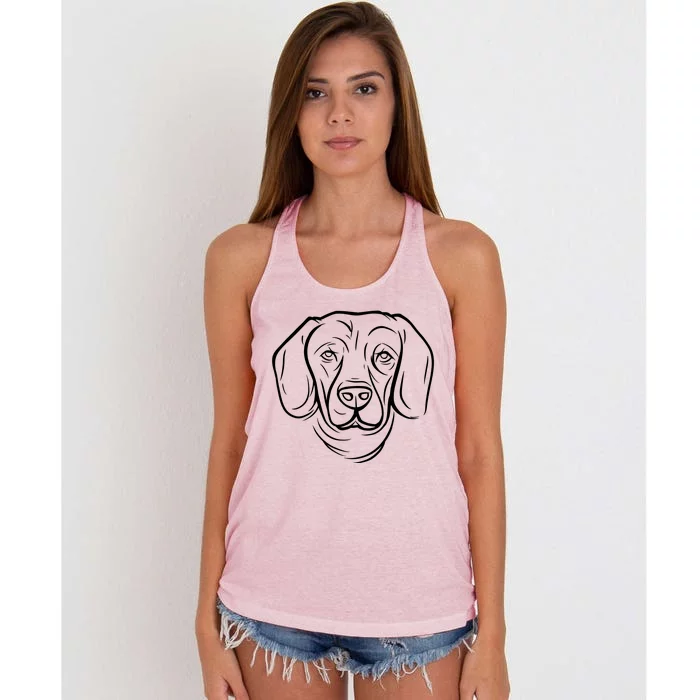 Dog Face Outlined Women's Knotted Racerback Tank