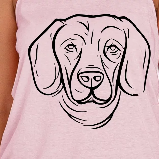 Dog Face Outlined Women's Knotted Racerback Tank