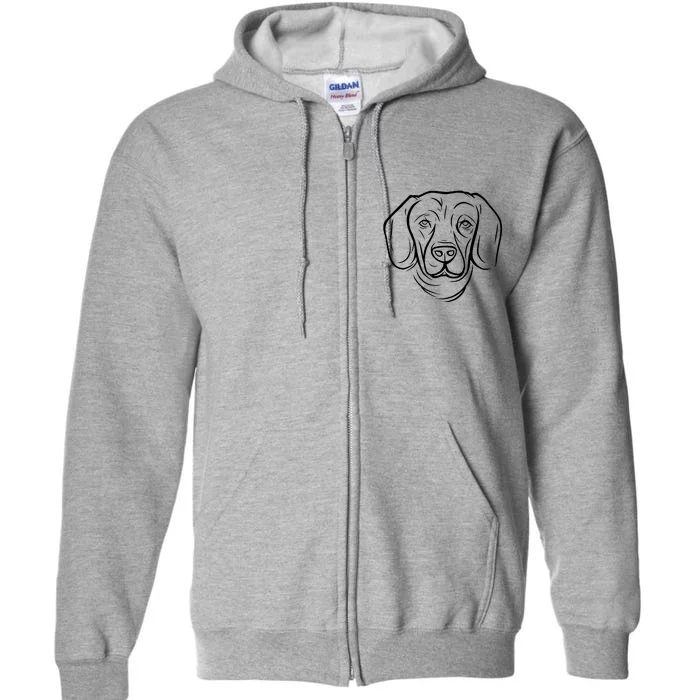 Dog Face Outlined Full Zip Hoodie