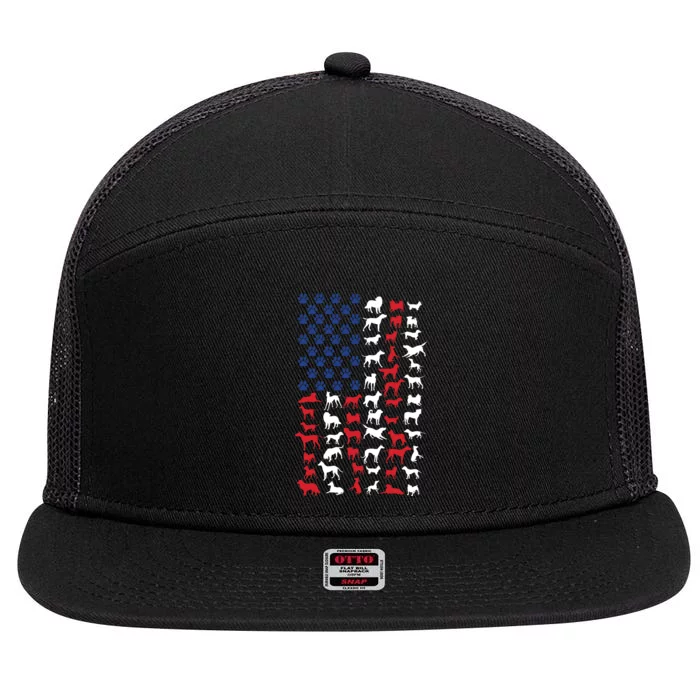 Dog Flag USA 7 Panel Mesh Trucker Snapback Hat