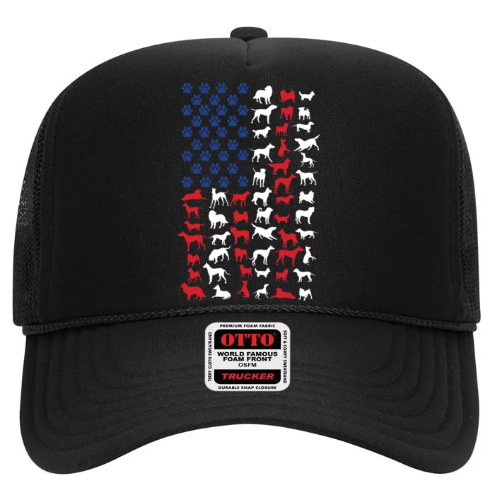 Dog Flag USA High Crown Mesh Trucker Hat