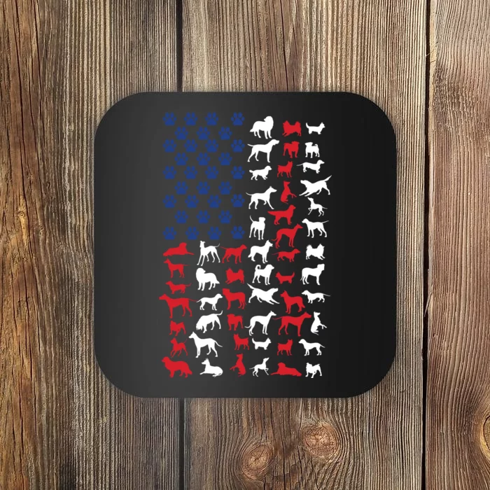 Dog Flag USA Coaster