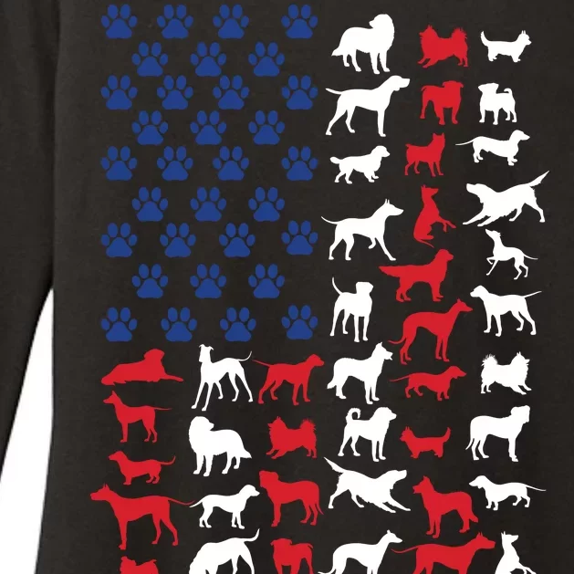 Dog Flag USA Womens CVC Long Sleeve Shirt