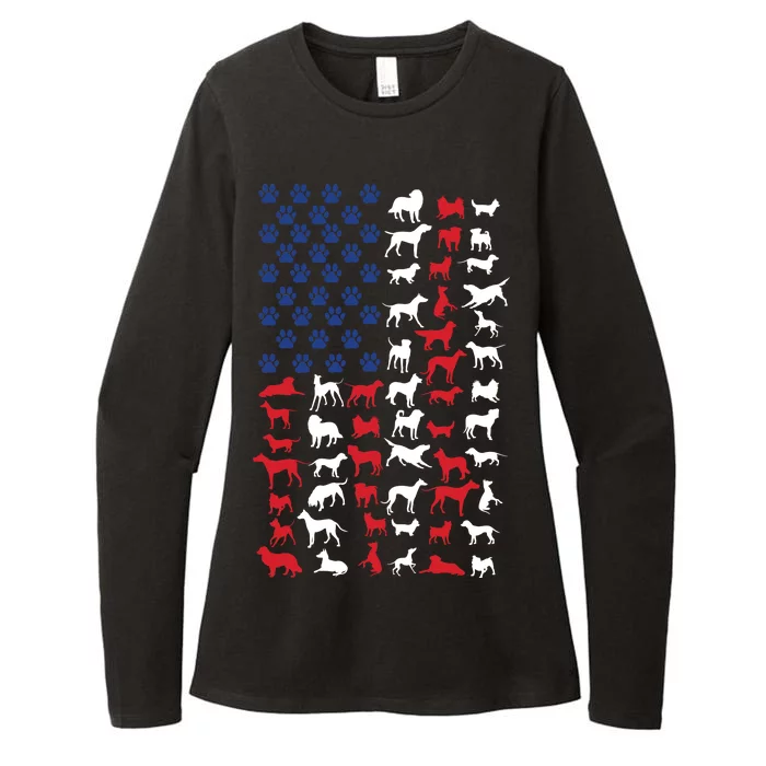 Dog Flag USA Womens CVC Long Sleeve Shirt