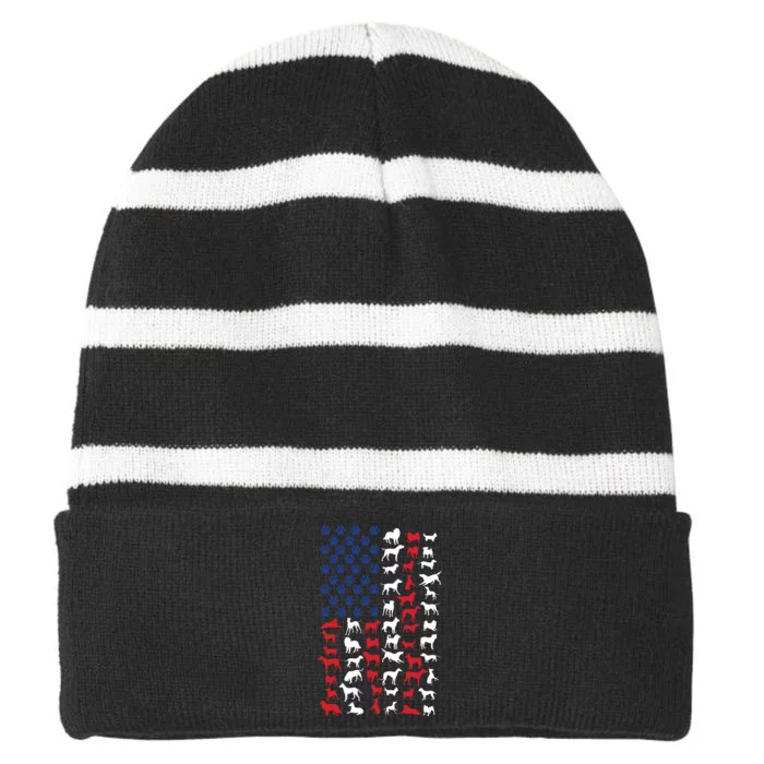 Dog Flag USA Striped Beanie with Solid Band