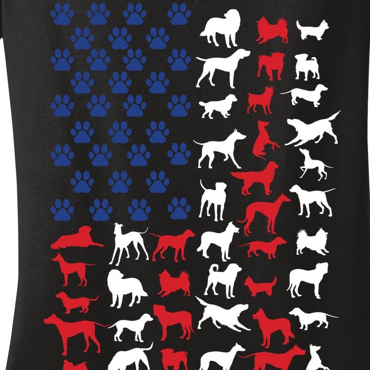 Dog Flag USA Women's V-Neck T-Shirt