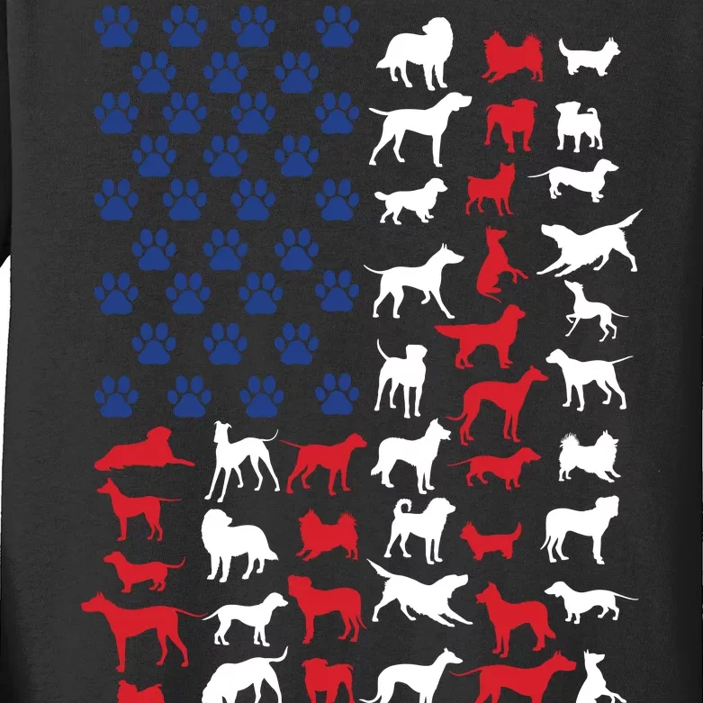 Dog Flag USA Kids Long Sleeve Shirt