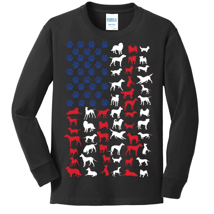 Dog Flag USA Kids Long Sleeve Shirt