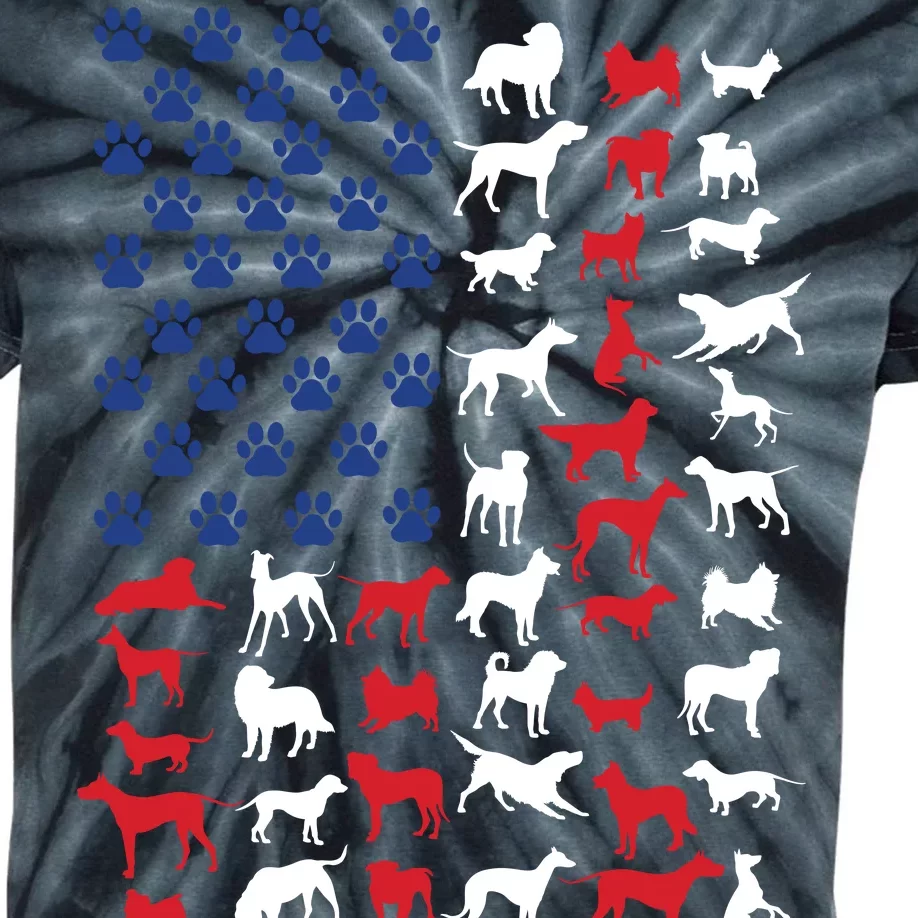 Dog Flag USA Kids Tie-Dye T-Shirt