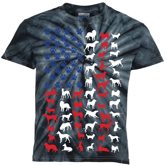 Dog Flag USA Kids Tie-Dye T-Shirt