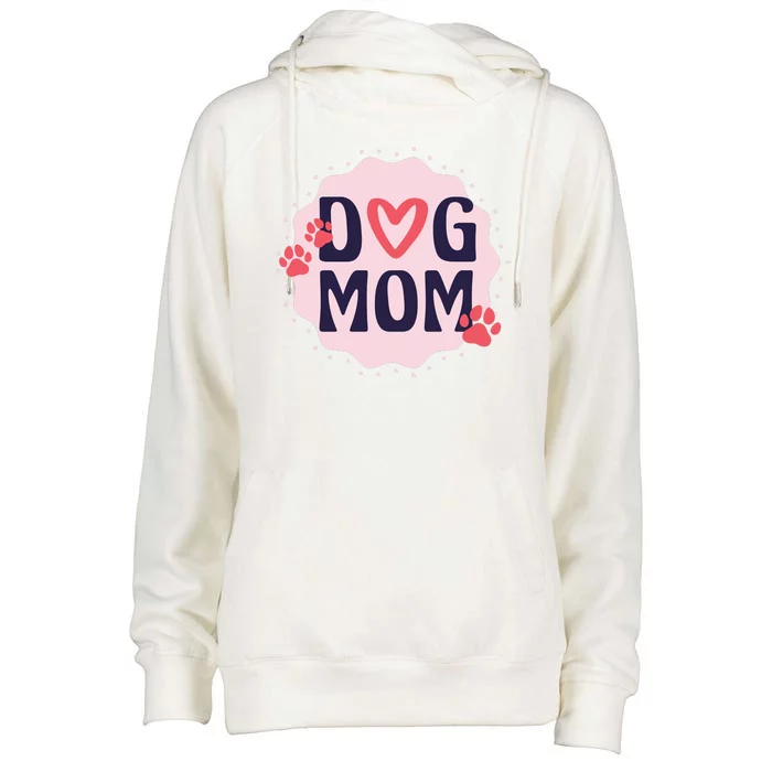 Dog Mom Paw Womens Funnel Neck Pullover Hood