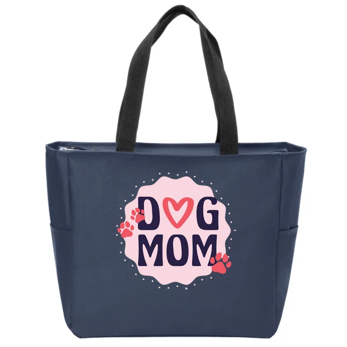 Dog Mom Paw Zip Tote Bag