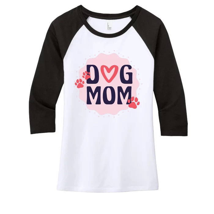 Dog Mom Paw Women's Tri-Blend 3/4-Sleeve Raglan Shirt