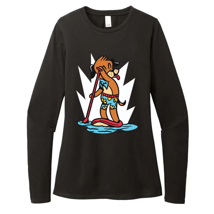 Dog Paddle Boarding Womens CVC Long Sleeve Shirt