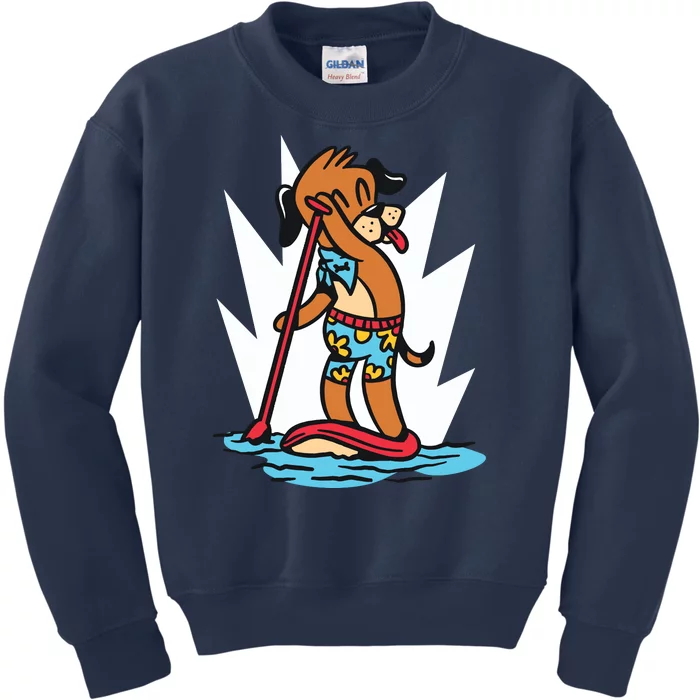 Dog Paddle Boarding Kids Sweatshirt