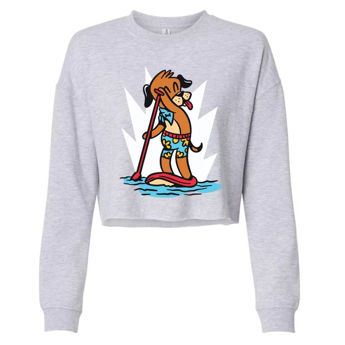 Dog Paddle Boarding Cropped Pullover Crew