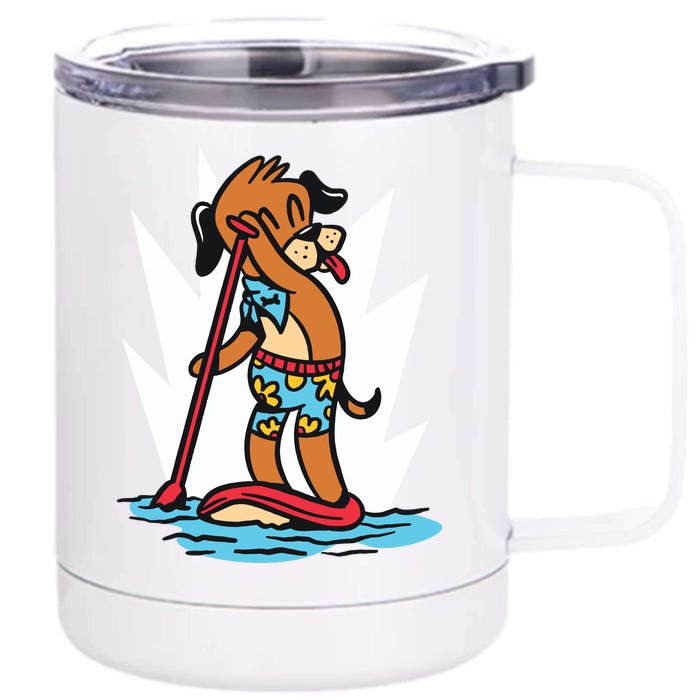 Dog Paddle Boarding Front & Back 12oz Stainless Steel Tumbler Cup