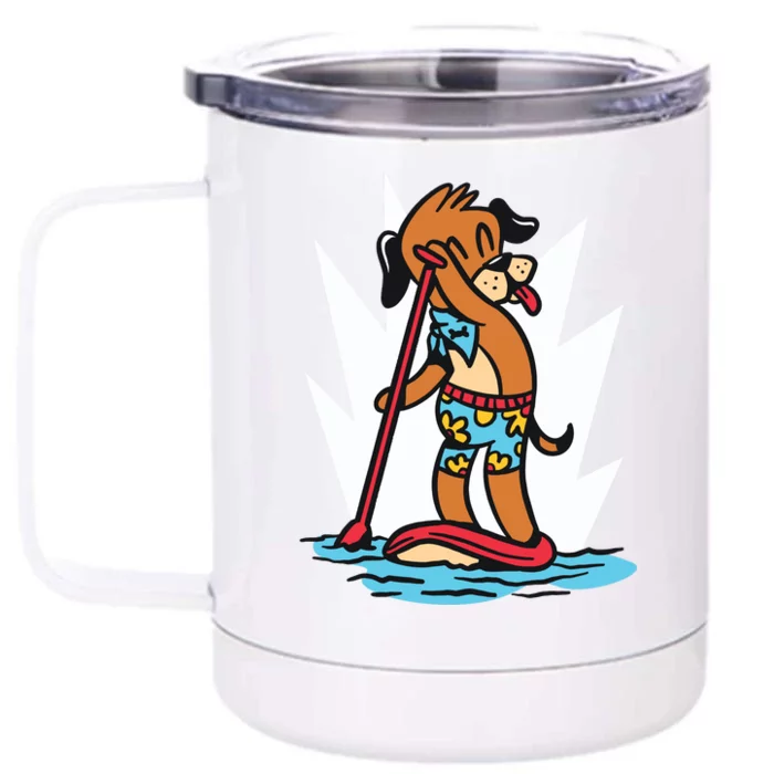 Dog Paddle Boarding Front & Back 12oz Stainless Steel Tumbler Cup