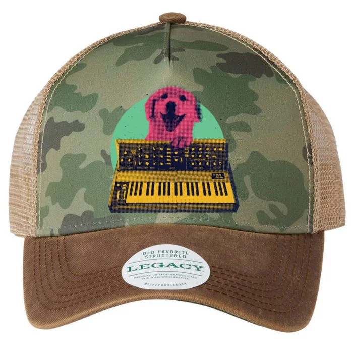 Dog Playing Piano Legacy Tie Dye Trucker Hat