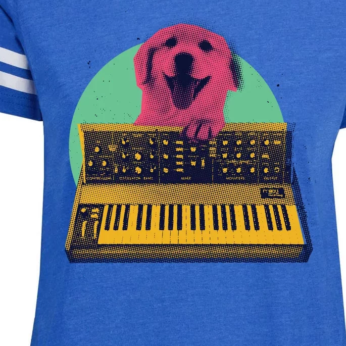 Dog Playing Piano Enza Ladies Jersey Football T-Shirt