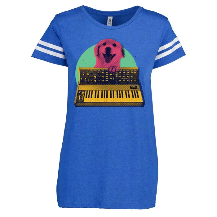 Dog Playing Piano Enza Ladies Jersey Football T-Shirt