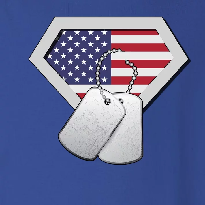 Dog Tag American Flag Superhero Emblem Toddler Long Sleeve Shirt