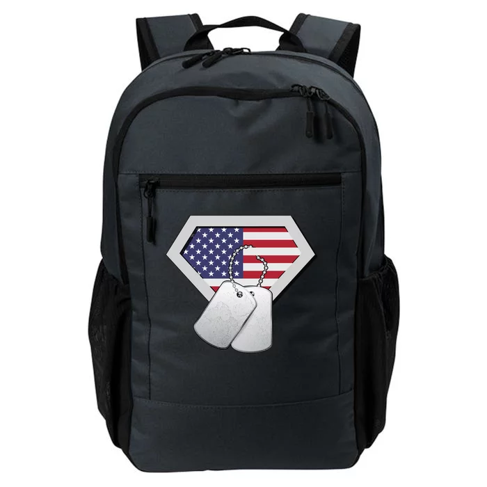 Dog Tag American Flag Superhero Emblem Daily Commute Backpack