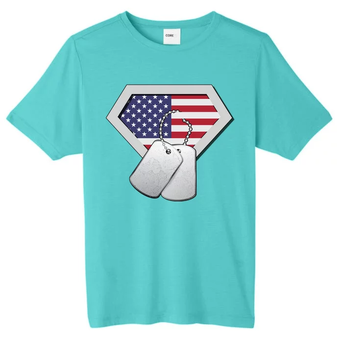 Dog Tag American Flag Superhero Emblem ChromaSoft Performance T-Shirt