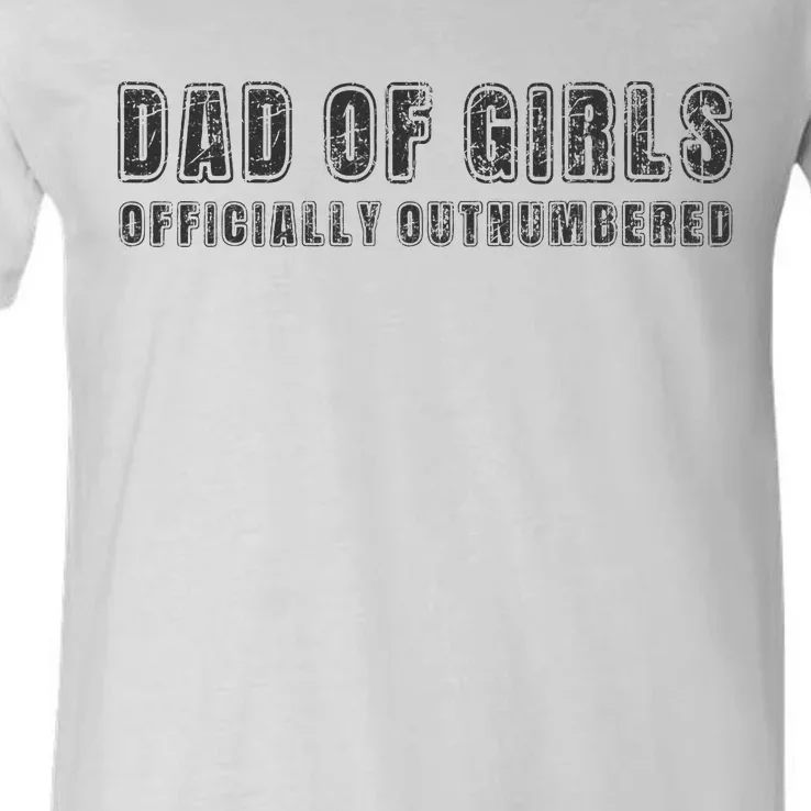 Dad Of Girl O.fficially Outnumbered Funny Father's Day Vinta V-Neck T-Shirt